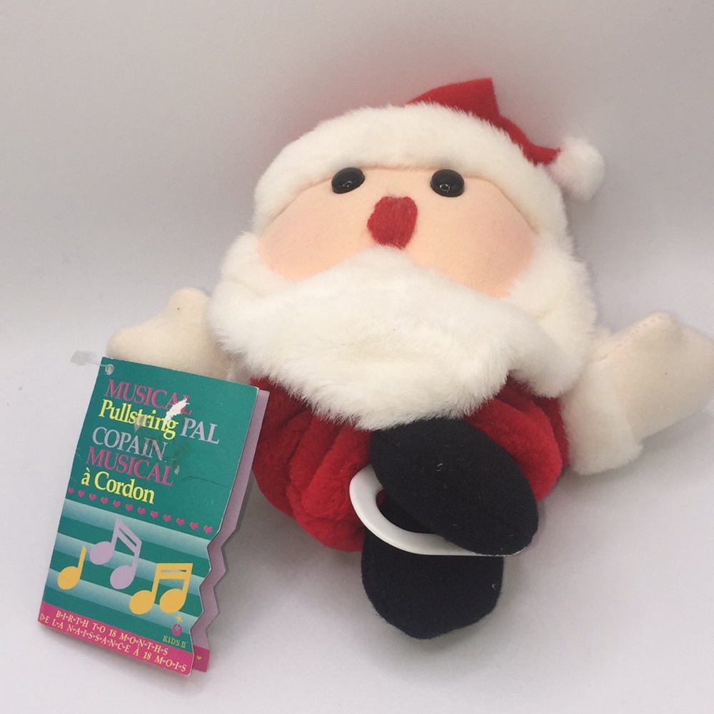 Vintage Infant Musical Pullstring Pal Holiday Santa Plush Stuffed Crib Toy 1994